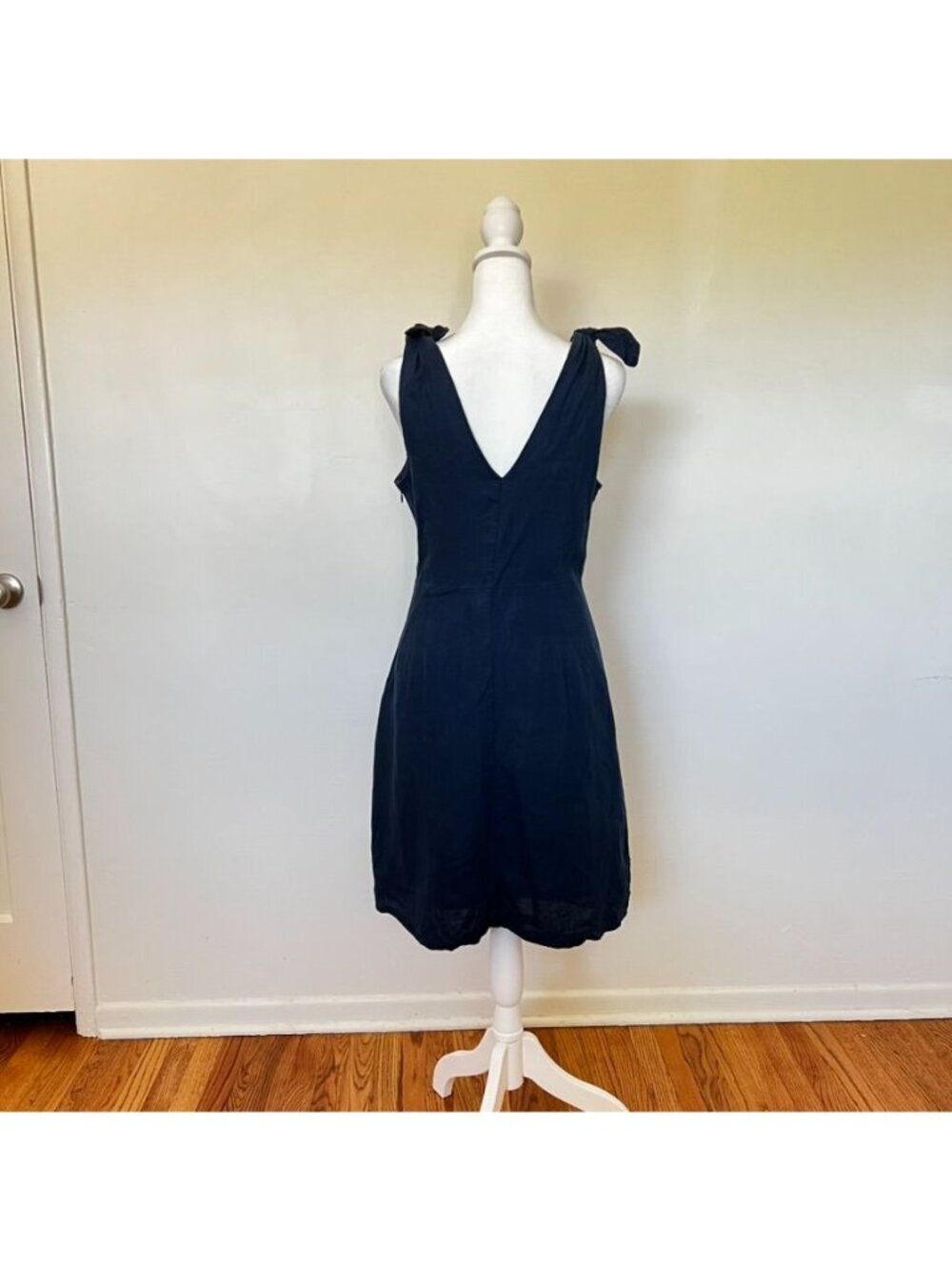 Gap Womens Sz S Linen Sleeveless Navy Midi Dress Classic Minimalist Timeless - Picture 5 of 16